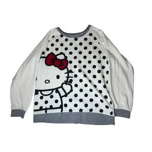 Hello Kitty Polka Dots Pullover Sweatshirt Womens Top Size Large Kawaii